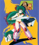  1980s_(style) 1boy 2girls absurdres ajirogasa alpha_(dream_hunter_rem) animal_collar anime_coloring ankle_socks aqua_eyes aqua_sclera armor artist_request ayanokouji_rem bare_arms beta_(dream_hunter_rem) bikini bikini_armor black_collar black_kimono blue_background blue_hat bow bowtie bracer brown_dog brown_fur cat closed_mouth collar collared_shirt colored_sclera crease detached_collar diadem dog dream_hunter_rem dual_persona english_commentary enkou_(dream_hunter_rem) eyelashes fluffy full_body glass grey_hair hat highres holding holding_sword holding_weapon japanese_clothes kimono kitten knee_armor leg_warmers long_hair looking_at_viewer mary_janes miniskirt monk multiple_girls navel official_art open_mouth orange_cat orange_fur pauldrons pink_bikini pink_leg_warmers projected_inset puppy purple_bow purple_bowtie purple_collar purple_vest red_armor red_bikini red_footwear retro_artstyle rimless_eyewear round_eyewear scan scan_artifacts shadow shirt shoes shoulder_armor simple_background skirt socks straight_hair straw_hat swimsuit sword third-party_source tongue twisted_torso two-tone_background undershirt upper_body very_long_hair vest weapon white_collar white_shirt white_sleeves white_undershirt wing_collar 