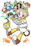  6+girls :&gt; age_difference amu_ru animal_ear_fluff animal_ear_hairband animal_ear_headband animal_ear_hood animal_ears animal_on_head animal_print apron aqua_hair bandage_on_nose benga_ru bike_shorts black_eyes black_footwear black_hair black_outline black_skirt black_tail blunt_bangs blunt_ends blush_stickers book boots bow breasts brown_footwear brown_fur brown_trim chibi child clenched_hand clenched_teeth closed_eyes closed_mouth coco_(toranoana) collared_shirt colored_inner_hair colored_sclera cub detached_hood double-parted_bangs double_bun double_horizontal_stripe dress fake_animal_ears fang full_body glasses glasses_kauberu_kotora green_sclera green_wristband grey_footwear grey_shorts grey_sleeves grey_socks hair_between_eyes hair_bow hair_bun hair_ornament hairband hairclip headband headscarf holding holding_book holding_manga hood horizontal-striped_sleeves horizontal-striped_thighhighs hug hug_from_behind knee_boots kotora_(toranoana) kuromimi_kotora large_breasts light_brown_hair loafers logo_print long_shirt long_sleeves looking_at_another looking_at_viewer manga_(object) miko_(toranoana) miniskirt mukku_(mook-tv) multicolored_hair multiple_girls neckerchief no_pupils nonbiri_kotora official_art on_head one_eye_closed open_book open_mouth orange_apron orange_bow orange_dress outline parted_bangs paw_print paw_shoes pink_shirt pink_sleeves print_shirt raised_fist red_eyes red_hair rimless_eyewear round_eyewear second-party_source shiro_kotora shirt shoes short_hair shorts siblings simple_background sisters skirt small_pupils smile smilo_(toranoana) socks straight_hair striped_clothes striped_fur striped_shirt striped_sleeves striped_tail striped_thighhighs t-shirt tail tamako_(toranoana) teeth tenugui thighhighs tiger tiger_ears tiger_girl tiger_print tiger_tail tongue tora_da_yo. torana toranoana triple_horizontal_stripe turtleneck turtleneck_shirt upper_body upside-down very_short_hair white_background white_dress white_shirt white_sleeves wide_sleeves wristband yellow_collar yellow_fur yellow_hairband yellow_headband yellow_hood yellow_neckerchief yellow_sclera yellow_tail yellow_thighhighs 