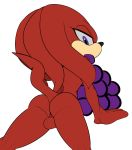  balls butt dreadlocks food fruit fur grapes knuckles_the_echidna looking_at_viewer male pantygremlin purple_eyes red_fur short_tail solo sonic_(series) thick_thighs 