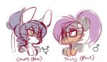  black_fur black_hair black_nose black_sclera brown_eyes brown_fur canine cheekfluff clothed clothing dog droopy_ears eyewear fur glasses green_eyes hair herm intersex long_hair makeup male mammal mouse pantygremlin purple_hair rodent topless white_fur 