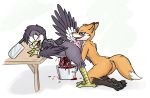  2017 anal anthro anus avian beak bent_over bird blade blood blush bound bucket canine claws cleaver death digital_media_(artwork) dipstick_tail disembowelment duo feathers female female/female fox fur gore guts intestines kneeling mammal melee_weapon multicolored_feathers multicolored_fur multicolored_tail open_mouth oral pawpads predator/prey pussy pussy_juice restrained rimming saliva sex signature simple_background slowderpyguy snuff table toe_claws tongue tongue_out weapon 