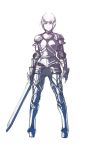  armor breastplate faulds full_armor gauntlets gradient isono_wataru knight looking_at_viewer original pauldrons plate_armor short_hair shoulder_armor simple_background standing sword weapon white_background 