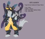 2024 2_horns 3_eyes absurd_res animal_skin anthro back_tentacles bandai_namco belt biped black_body black_fur black_paws black_tail blackgatomon blue_body blue_fur character_name countershade_scales countershade_torso countershading cybrrexo_(artist) description digimon digimon_(species) digital_drawing_(artwork) digital_media_(artwork) ears_up english_text felid feline fluffy fluffy_tail fur gabumon garabumon gatomon green_eyes grey_background head_tuft heterochromia hi_res horn hybrid leather lune_(blackgatomon) male mammal multi_eye multicolored_body multicolored_fur multicolored_scales multicolored_skin navel neck_tuft portrait purple_tentacles raised_hand red_eyes scales scalie simple_background slime smile solo striped_body striped_fur stripes tail tentacle_slime tentacles tentacles_on_male text tuft two_tone_body two_tone_fur two_tone_skin white_body white_fur
