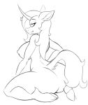  2017 anthro anthrofied areola breasts butt clothing equine female horn jrvanesbroek legwear mammal monochrome nipples oleander_(tfh) sketch solo them&#039;s_fightin&#039;_herds 