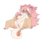  2018 3_toes 4_fingers anthro blush breasts brown_eyes canine chest_tuft chibi countershading digital_media_(artwork) female fur hair long_hair makeup mammal mascara navel nipples nude pawpads pink_hair pink_pawpads pussy slightly_chubby solo spread_legs spreading thick_thighs toes tuft yogoat 