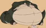 alligator alligatorid ankle_wraps anthro belly big_belly bowl chest_scar claws container crocodilian ellipsis food green_body green_scales huge_belly hyper hyper_belly leatherhead male morbidly_obese morbidly_obese_anthro morbidly_obese_male mostly_nude obese obese_anthro obese_male open_mouth overweight overweight_anthro overweight_male pizza reptile scales scalie scar sitting solo soup speech_bubble stu-the-aggron sturaptor tail tail_ridge tan_body tan_scales teenage_mutant_ninja_turtles teenage_mutant_ninja_turtles_(2012) teeth thick_thighs toe_claws tongue weight_gain wide_hips wraps wrist_wraps