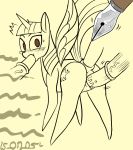  book cutie_mark drawing equine erection feathers female feral friendship_is_magic hair horn magic mammal my_little_pony nekubi paper penis simple_background solo twilight_sparkle_(mlp) winged_unicorn wings 