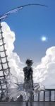  1boy armor back blue_sky brown_hair cloud day deck fingerless_gloves gloves granblue_fantasy highres male_focus sandalphon_(granblue_fantasy) short_hair sky solo 