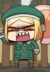  angry april_fools axe blonde_hair chibi fate/grand_order fate_(series) green_hat green_jacket hat holding holding_axe jacket long_sleeves official_art open_mouth pantyhose paul_bunyan_(fate/grand_order) riyo_(lyomsnpmp) sharp_teeth short_hair solo teeth tree yellow_eyes 