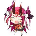  chibi elizabeth_bathory_(fate) eyes_closed fangs fate/grand_order fate_(series) horns ibaraki_douji_(fate/grand_order) oni open_mouth photoshop school_uniform tattoo 