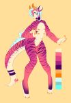  anthro color_swatch crobat_(artist) featureless_crotch feline girly horn hybrid male mammal nipple_piercing nipples piercing smile solo 