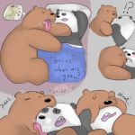  bear blush burrito cartoon_network da~blueguy dream drooling english_text grizzly_(wbb) grizzly_bear kissing male male/male mammal obese overweight panda panda_(wbb) saliva sleeping text vore we_bare_bears 