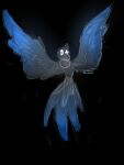 absurd_res avian bird black_body black_feathers blue_body blue_feathers bronwren_raves_(demon_ascended) colored colored_sketch corvid demon_ascended_(artist) disability feathered_tail feathers feral hi_res large_wings long_tail_feathers male missing_eye oscine passerine signature sketch solo spread_wings tail wings