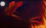  2012 avian beak bird black_bars feathers feral fire night outside phoenix red_feathers sinistereternity solo 