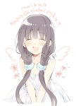  :d ^_^ bangs bare_shoulders blend_s blush brown_hair character_name closed_eyes collarbone commentary_request dated drawn_wings dress eyebrows_visible_through_hair facing_viewer hair_ornament happy_birthday long_hair low_twintails nakayama_miyuki open_mouth sakuranomiya_maika sleeveless sleeveless_dress smile solo twintails upper_teeth v_arms very_long_hair white_background white_dress 