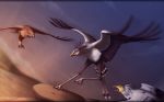  2012 avian beak bird digital_media_(artwork) feathered_wings feathers group hawk outside sinistereternity sky standing star starry_sky twilight wings 