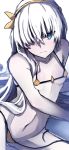  absurdres anastasia_(fate/grand_order) bad_id bad_twitter_id bangs bare_shoulders bikini blue_eyes blurry blurry_background breasts clenched_teeth collarbone commentary_request depth_of_field fate/grand_order fate_(series) hair_over_one_eye hair_ribbon hairband halter_top halterneck head_tilt highres long_hair looking_at_viewer medium_breasts micro_bikini navel orange_bikini orange_hairband orange_ribbon parted_lips ribbon side-tie_bikini silver_hair sketch solo swimsuit teeth untied untied_bikini very_long_hair wada_kazu white_background 