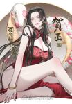  1girl black_hair boa_hancock bracelet breasts china_dress chinese_clothes cleavage dress earrings floral_print grey_eyes high_heels jewelry large_breasts long_hair looking_at_viewer one_piece parted_lips red_dress snake snake_earrings solo yoshicha 