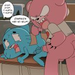  anal anal_penetration angry anthro bear blood blue_fur bottomless cartoon_network classroom claws clothed clothing crying cub fangs forced fur gumball_watterson jerseydevil male male/male mammal nude pain penetration pink_fur rape scared school scratch tears the_amazing_world_of_gumball young 