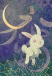  abstract_background albino ambiguous_gender big_ears chinese_zodiac crescent_moon detailed_background feral fur grass lagomorph mammal moon rabbit red_eyes running solo weijic white_fur year_of_the_rabbit 