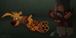 anthro bdsm big_nose bondage boomerang bottomwear bottomwear_down bound brown_body brown_fur clothed clothing cyadical dasyuromorph duo feet feet_tied fingerless_gloves floor forced fur gloves green_eyes handwear hi_res incest_(lore) kerchief male male/male mammal marsupial masturbation muzzle_(object) muzzled object_in_ass orange_body orange_fur pants pants_down partially_clothed pawpads paws pulled_down_shorts raised_tail recently_extinct_species restraints rope rope_bondage shorts sly_the_tasmanian_tiger tail thylacine tied_body tied_muzzle ty_the_tasmanian_tiger ty_the_tasmanian_tiger_(series) wall_(structure) wood wood_floor wood_wall