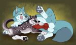  5:3 animal_genitalia animal_penis anus balls big_balls big_penis black_pawpads blue_balls blue_body blue_eyes blue_fur blue_tail canid canine_genitalia canine_penis duo erection felid female feral feral_on_feral fortis_(fortiswolf) fur genitals grey_body grey_fur grey_pawpads hi_res killthe_demon licking licking_lips licking_own_lips lying male male/female mammal mouth_closed on_side oral pawpads penile penis penis_lick pussy red_penis sex simple_background smile spotted_legs tail tongue tongue_out vera_(killthe_demon) white_body white_fur yellow_sclera 