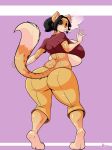  2017 anthro big_breasts big_butt breasts butt cheetah feline female hi_res huge_breasts jaeh mammal solo transformation under_boob 