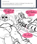  anthro ask_blog big_breasts bikini breasts bulge clothing dickgirl duo english_text eyewear fel_(my_life_with_fel) feline glasses intersex kenno_arkkan mammal monochrome mugger_(my_life_with_fel) procyonid raccoon sketch slightly_chubby smile sunglasses swimsuit text tumblr 