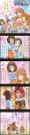  5koma black_eyes black_hair brown_eyes brown_hair character_name cinderella_girls_gekijou comic costume eyebrows hair_ornament hairband hairclip highres idolmaster idolmaster_cinderella_girls long_hair long_image matsuo_chizuru moroboshi_kirari multiple_girls nagatomi_hasumi official_art petals short_hair tall_image translated ueda_suzuho 