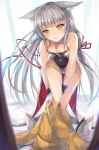  animal_ears blush bodysuit cat_ears changing_clothes gloves highres hinot leotard long_hair looking_at_viewer niyah silver_hair simple_background solo spoilers thighhighs twintails xenoblade_(series) xenoblade_2 yellow_bodysuit yellow_eyes 