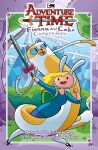 adventure_time adventure_time_(kaboom!) anthro backpack blonde_hair britt_wilson cake_the_cat cartoon_network clothing cover domestic_cat duo felid feline felis female fionna_the_human footwear grass hair hi_res human mammal mary_janes melee_weapon natasha_allegri official_art plant rian_sygh shoes short smile sword tail teeth title toony tree weapon