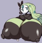  2018 areola big_breasts black_nipples breasts female green_hair hair hand_on_breast huge_breasts humanoid hyper hyper_breasts legendary_pok&eacute;mon long_hair looking_at_viewer meloetta meloetta_(aria_form) nintendo nipples not_furry petronoise pok&eacute;mon pok&eacute;mon_(species) simple_background smile solo video_games 