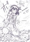  airplane airport destruction giantess growth headband kemo koharuno_silk monochrome pantyshot surprised ultimate_girl 