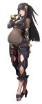  1girl bangs black_hair breasts cleavage edited fire_emblem fire_emblem_heroes full_body large_breasts long_hair pregnant rhajat_(fire_emblem_fates) solo standing syalla_(fire_emblem_if) transparent_background 