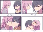  &gt;_&lt; 2girls bang_dream! bang_dream!_it&#039;s_mygo!!!!! bare_shoulders biting_shoulder blue_eyes blush brown_hair chihaya_anon haneoka_school_uniform highres hood hoodie implied_fingering kiss long_hair medium_hair multiple_girls pink_hair school_uniform takamatsu_tomori yanyutong64 yuri 