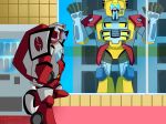  4:3 alien ambiguous_gender angelicneonanime autobot blue_eyes blush building cybertronian digital_media_(artwork) duo frown house humanoid humor inside living_machine machine nickelodeon not_furry open_mouth outside ratchet_(transformer) robot smile standing transformers transformers_animated wreck-gar 
