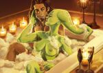  1girl alien bath bathroom bathtub breasts brown_hair candle colored_skin green_skin hera_syndulla jedi kanan_jarrus large_breasts lekku_(anatomy) looking_at_another nipples nude signature smmarenco star_wars star_wars:_rebels twi&#039;lek 