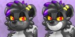  2:1 anthro biped black_body black_fur fur grey_body grey_fur icon inflatable looking_at_viewer male mammal mephitid permagrin pool_toy red_eyes rindeadsong skunk smug_face solo yellow_sclera 