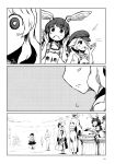  absurdres animal_ears apron bunny_ears comic dango flat_cap food greyscale hat hat_ribbon highres japanese_clothes kimono komeiji_koishi long_sleeves medium_hair monochrome multiple_girls page_number ribbon ringo_(touhou) seiran_(touhou) shirt short_hair short_sleeves skirt sonson_(eleven) touhou wagashi wavy_hair wide_sleeves 