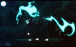  2014 ambiguous_gender digital_media_(artwork) equine feral horn mammal moon night outside sinistereternity sky solo star starry_sky unicorn 
