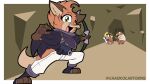 2022 absurd_res anteater anthro armor arrow_(weapon) arrow_through_chest badger barefoot belt border bottomwear bow_(weapon) breasts canid canine cave chaokocartoons cloak clothed clothing dialogue digital_media_(artwork) doctor dungeons_of_aether english_text feet female fighting_pose fleet_(dungeons_of_aether) footwear fox fur green_eyes hard_hat headgear helmet hi_res holding_object holding_weapon inside long_snout looking_at_viewer male mammal medical_instrument mustelid musteline one_eye_closed open_mouth orange_body orange_fur panicking pants pawpads pilosan pose ranged_weapon scientific_instrument simple_background smile snout stethoscope tail text toeless_footwear tongue underground weapon white_border wink wounded xenarthran