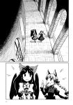  absurdres animal_ears bow braid cat_ears cat_tail comic dress greyscale hair_bow highres kaenbyou_rin long_hair monochrome multiple_girls page_number ponytail reiuji_utsuho shirt short_sleeves silent_comic skirt sonson_(eleven) tail third_eye touhou twin_braids twintails wings 