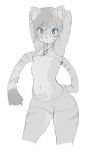  blue_eyes blush breasts coffeechicken cute feline female mammal othinus restricted_palette small_breasts stretching taiga_the_tiger tiger womb_tattoo 