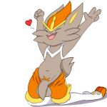 absurd_res anthro balls bottomwear bottomwear_down buckteeth cinderace clothed clothing foreskin game_freak generation_8_pokemon genitals hi_res kneeling lagomorph male mammal navel nintendo open_mouth pants pants_down partially_clothed penis pokemon pokemon_(species) pubes raised_arms shiny_pokemon smile solo tapering_penis teeth twerpishimp