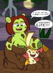2025 absurd_res anthro areola big_breasts blue_eyes blush breasts buckteeth dated dialogue digital_media_(artwork) dirty dreamworks duo english_text female female/female fur green_body green_skin hair hi_res jelly-limos lagomorph leporid mammal messy moon mud mud_covered mudbath muddy not_furry nude ogre open_mouth outside plant princess_fiona rabbit red_hair relaxing sebaku shrek_(series) slightly_chubby smile swamp teeth text thick_thighs tree wam