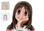  1girl absurdres azumanga_daioh black_hair brown_eyes highres kasuga_ayumu long_hair meme mr._incredible_becoming_uncanny_(meme) realistic s4nd4lf0n school_uniform white_background 