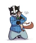  anthro badger clothed clothing digital_media_(artwork) duo embrace female fur hug larger_female male mammal misfortunate-rai mustelid prosthetic rodent size_difference smaller_male smile squirrel 