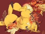  2018 belly bestiality big_belly blush cleft_tail cotora cum cum_inside disembodied_penis duo egg erection female feral fur half-closed_eyes internal interspecies male male/female male_penetrating mammal nintendo open_mouth oviposition penetration penis pikachu pok&eacute;mon pok&eacute;mon_(species) pok&eacute;philia pregnant pregnant_sex pussy pussy_juice sex simple_background solo_focus tongue tongue_out uterus vaginal vaginal_penetration video_games yellow_fur 