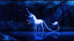  2014 black_bars blue_theme detailed_background digital_media_(artwork) equine feral fur hair hooves horn mammal night outside sinistereternity solo standing unicorn white_hair 