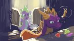  16:9 2018 arthropod crossover door dragon dragonfly friendship_is_magic gem green_eyes group hi_res horn insect inside male my_little_pony paperdrop purple_eyes scalie sparx spike_(mlp) spyro spyro_the_dragon standing video_games wallpaper 